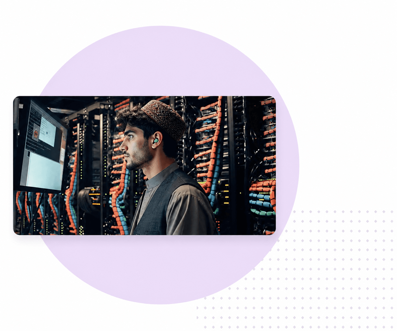 Data center engineer checking server infrastructure